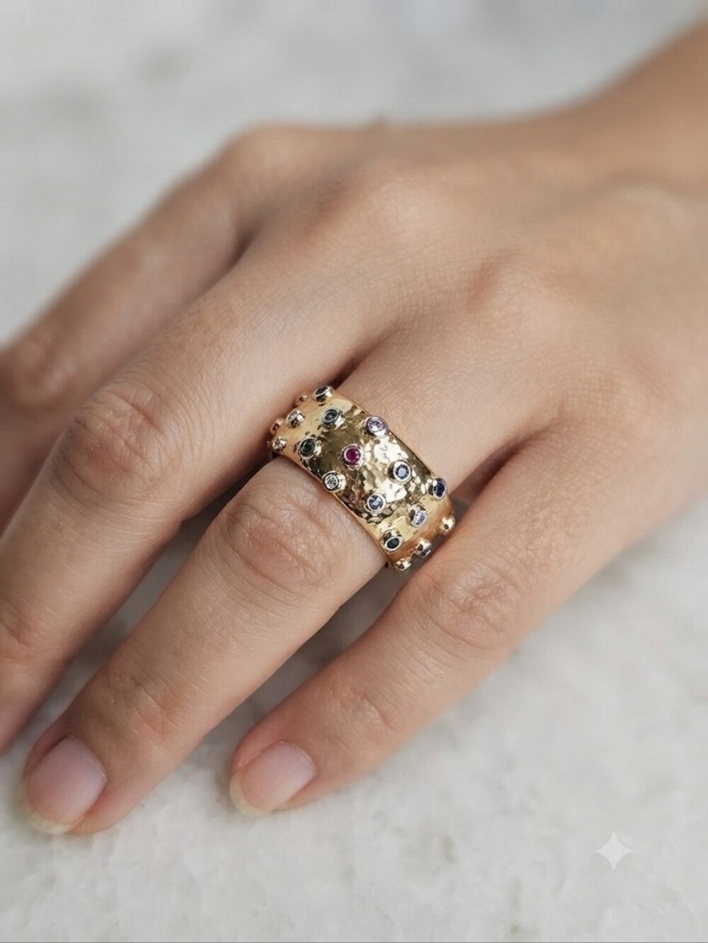 Gold Multistone Dome Ring - Women's Fashion Jewelry